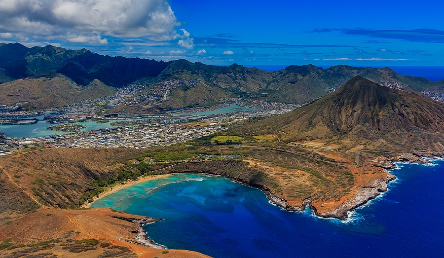 Aerial View Of Koko Head, Maunalua Bay Lagoon And Honolulu Coast